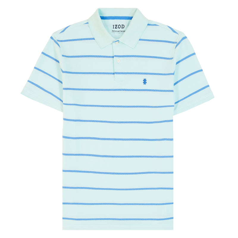 IZOD Mens Advantage Performance Rugby Striped Short Sleeve Polo Shirt