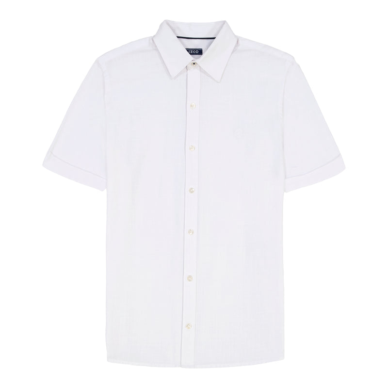 IZOD Mens Breeze Solid Short Sleeve Button Up Shirt