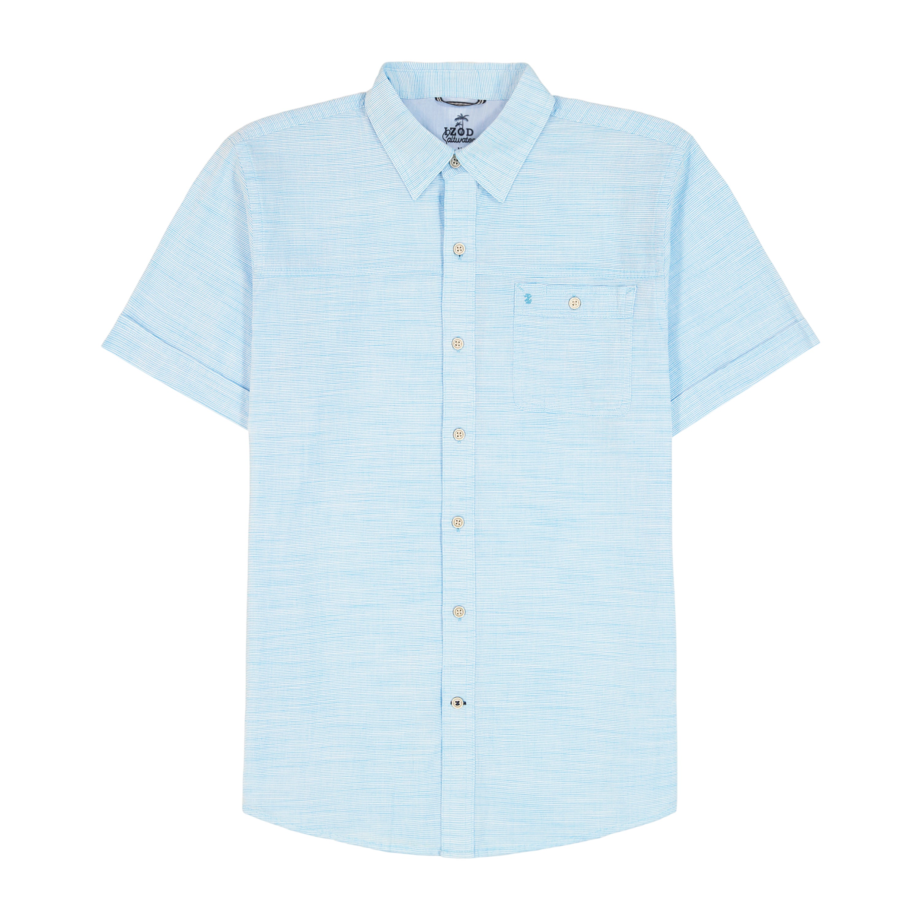 IZOD Mens Dockside Chambray Stripe Short Sleeve Shirt