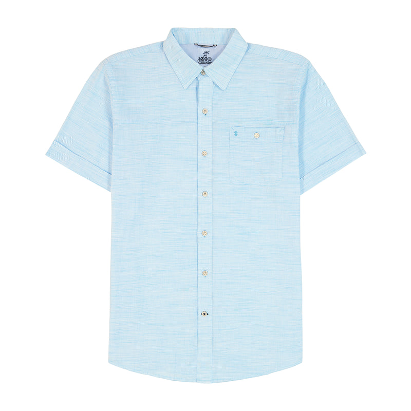 IZOD Mens Dockside Chambray Stripe Short Sleeve Shirt