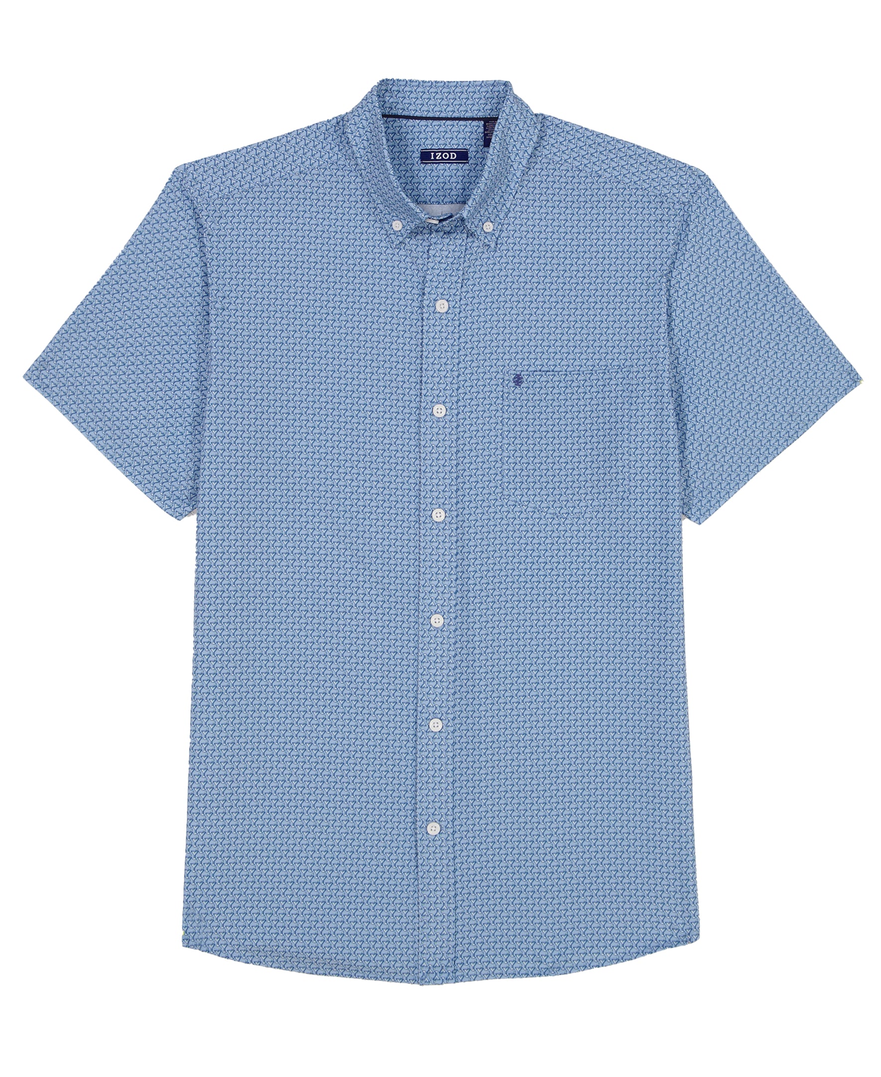 IZOD Mens Breeze Printed Short Sleeve Button Up Shirt