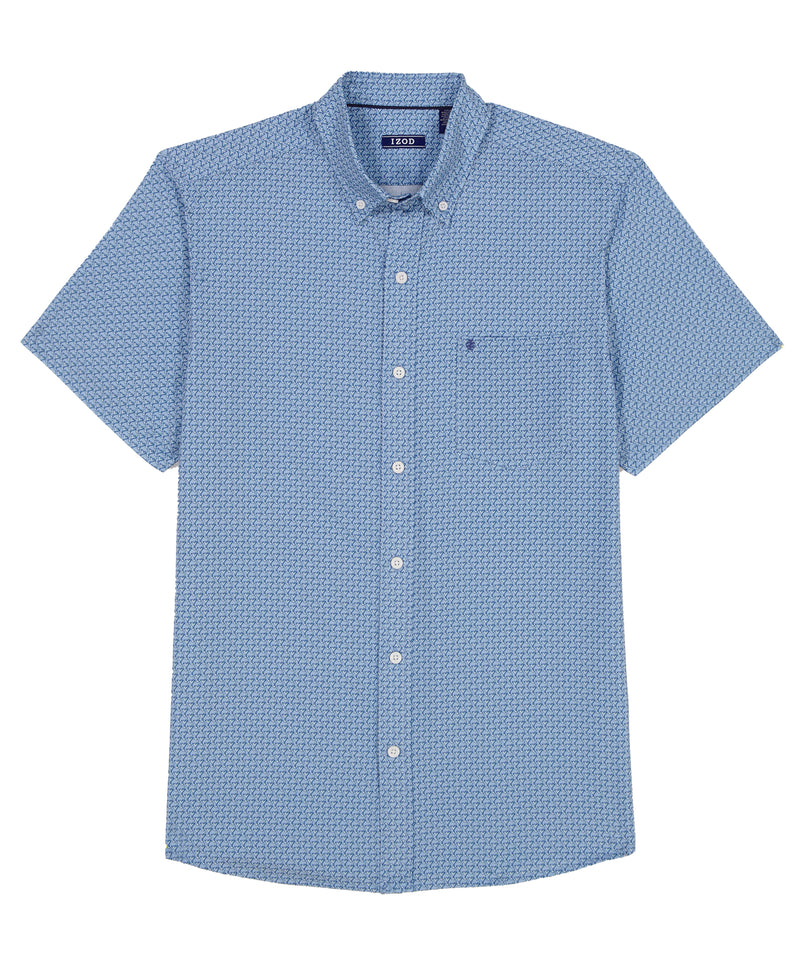 IZOD Mens Breeze Printed Short Sleeve Button Up Shirt
