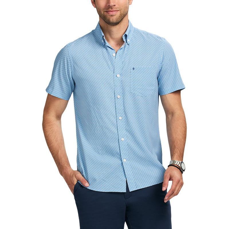 IZOD Mens Breeze Printed Short Sleeve Button Up Shirt
