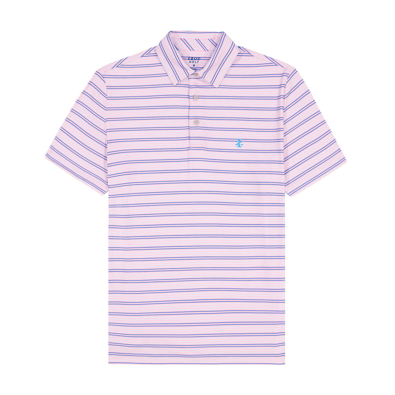 IZOD Mens SwingFlex Elite Clubhouse Stripe Short Sleeve Polo Shirt