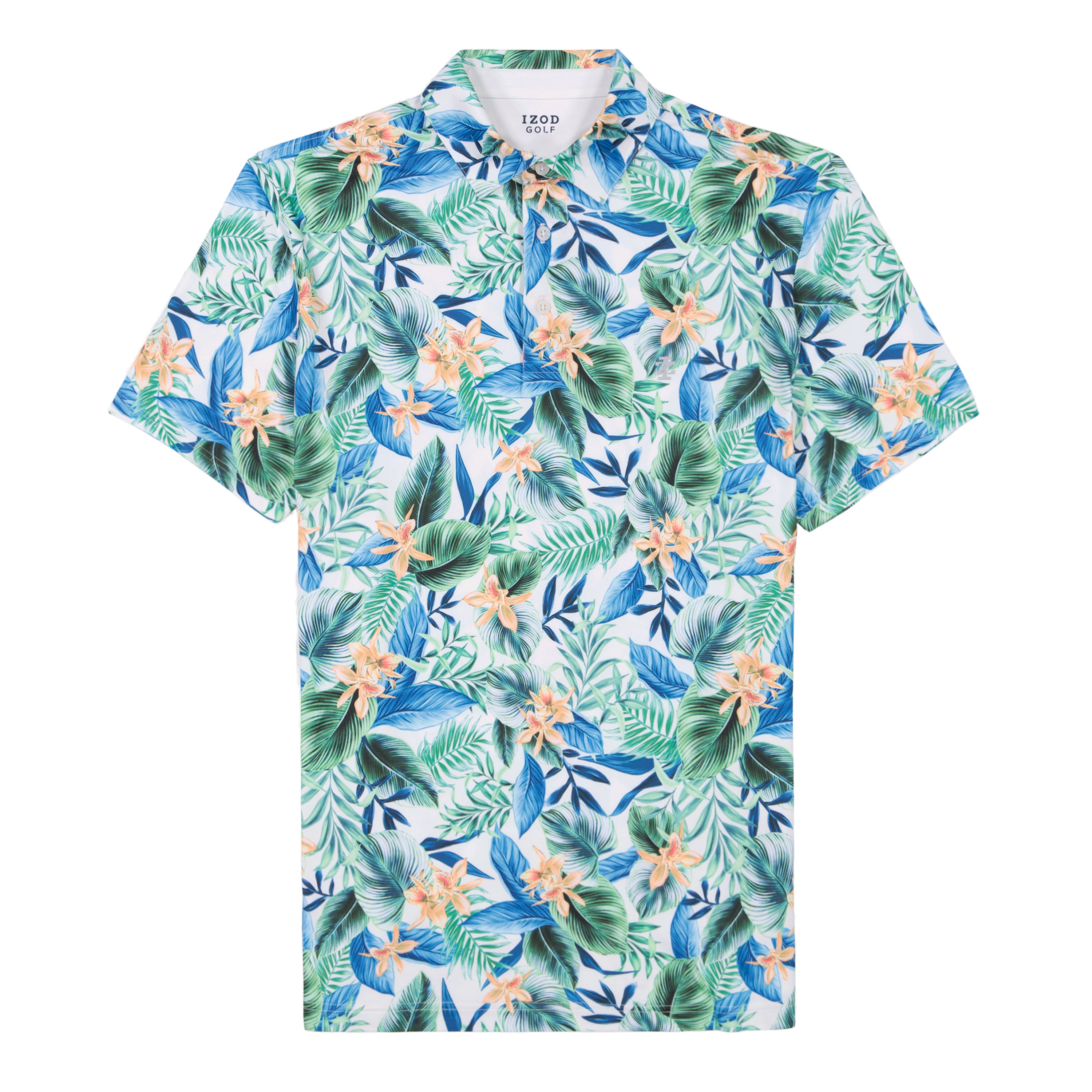 IZOD Mens SwingFlex Elite Tropical Print Short Sleeve Polo Shirt