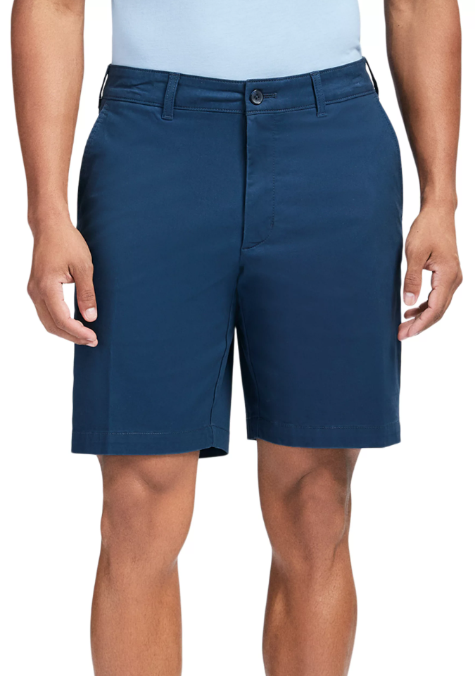 IZOD Mens Saltwater Flat Front Twill 9.5" Inseam Shorts
