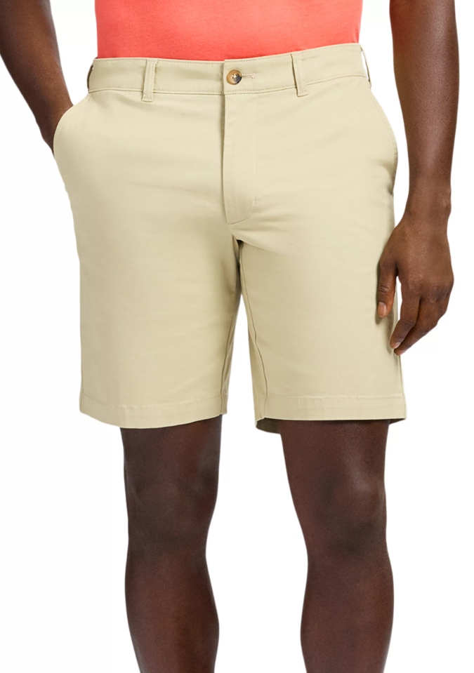IZOD Mens Saltwater Flat Front Twill 9.5" Inseam Shorts