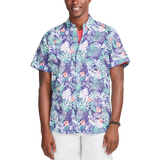 IZOD Mens Dockside Chambray Printed Short Sleeve Shirt