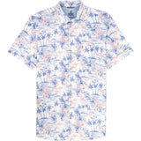 IZOD Mens Dockside Chambray Printed Short Sleeve Button Down Shirt