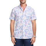 IZOD Mens Dockside Chambray Printed Short Sleeve Button Down Shirt