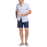 IZOD Mens Dockside Chambray Printed Short Sleeve Button Down Shirt