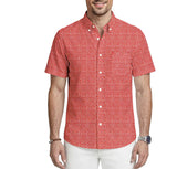 IZOD Womens Breeze Printed Button Down Short Sleeve Shirt