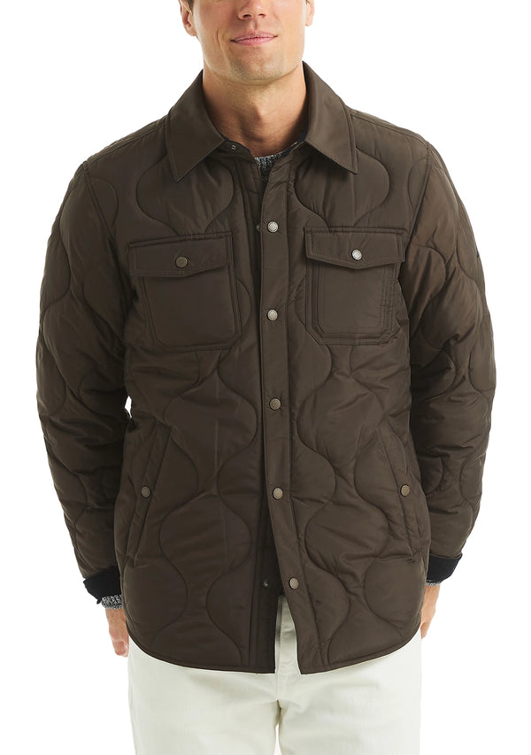 Nautica Mens Long Trailed Quilted Shirt Jacket