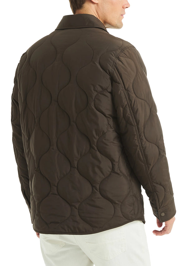 Nautica Mens Long Trailed Quilted Shirt Jacket