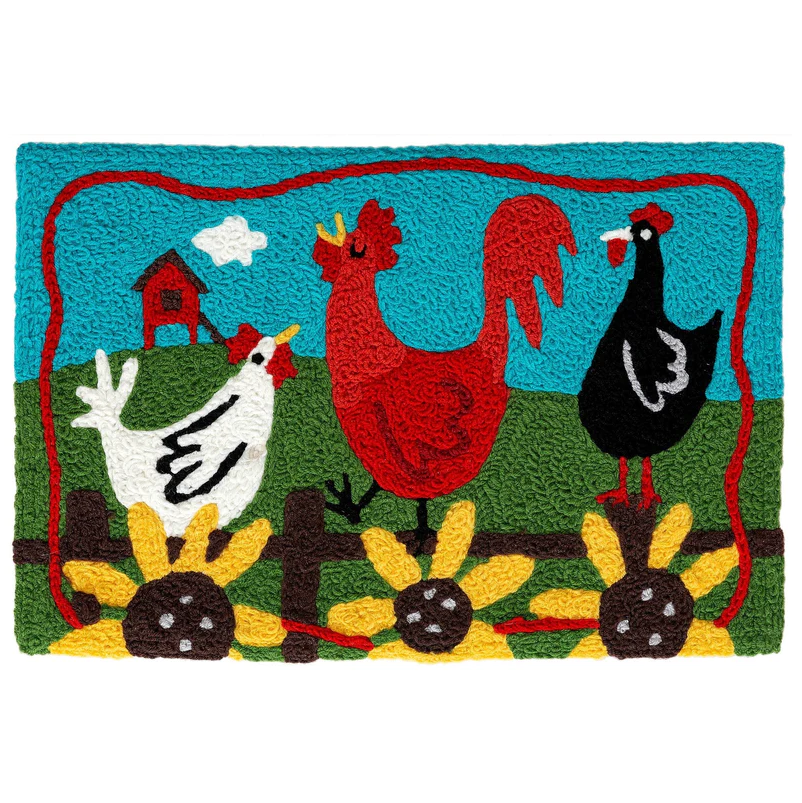 Jellybean Little Red Hen House with Chickens 20" x 30" Rug