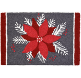 Jellybean Poinsettia on Gray with Red Flower 20" X 30" Rug