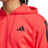 adidas Mens Essentials 3-Stripes Fleece Hoodie Jacket