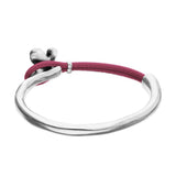 UNOde50 Semi-Rigid Silver & Pink Leather Butterfly Bracelet - Large