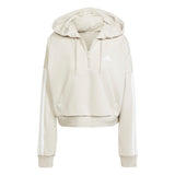 adidas Womens Essentials 3-Stripes French Terry Quarter-Zip Hoodie Jacket
