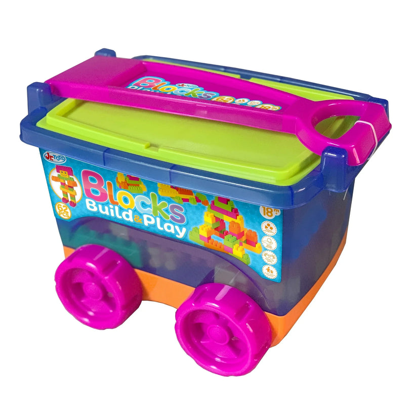 Jr. Tots 62-Piece Colorful Blocks Trolley Case Toy Set