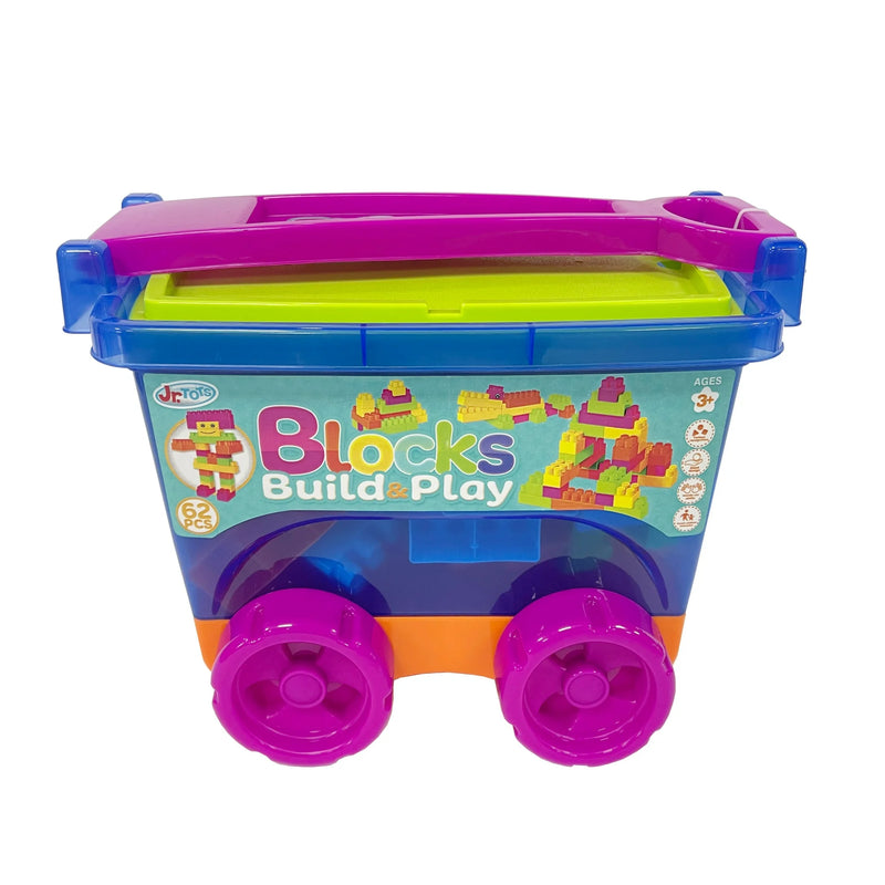 Jr. Tots 62-Piece Colorful Blocks Trolley Case Toy Set