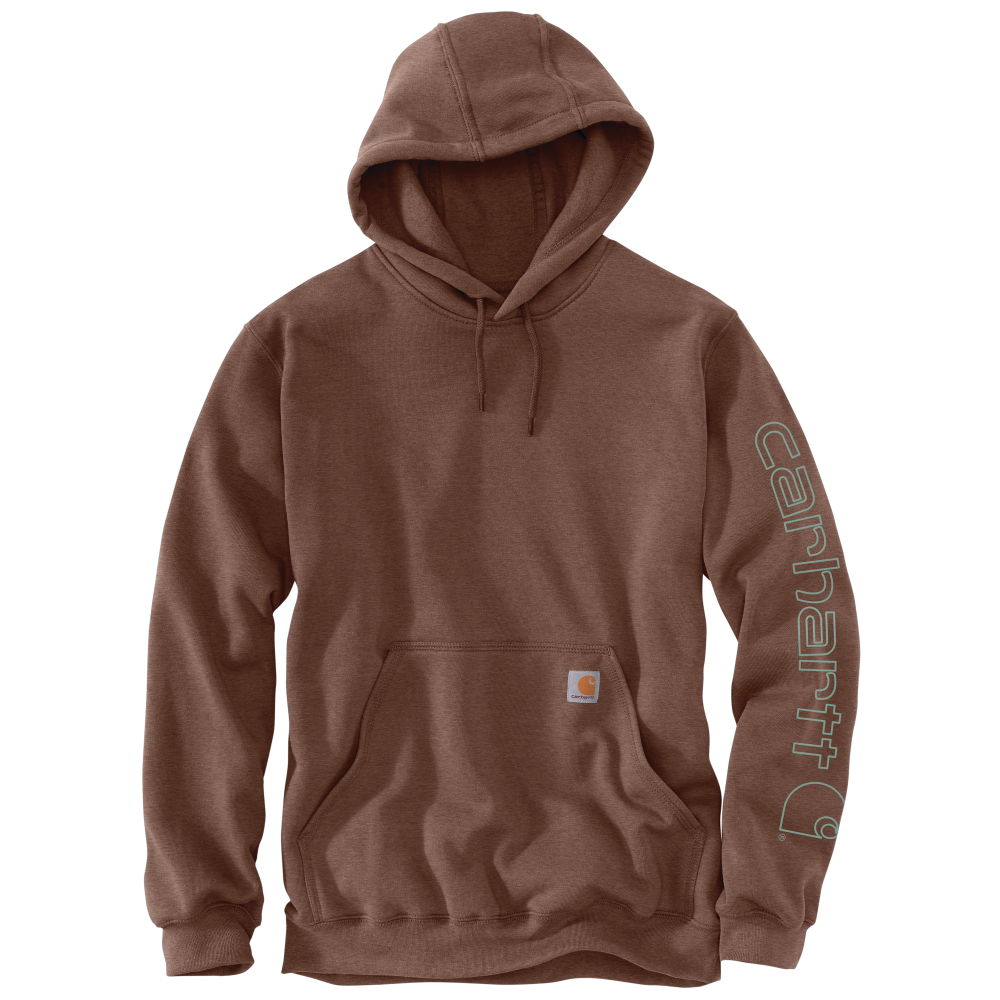 Carhartt Mens Midweight Signature Sleeve Logo Fleece Pullover Hoodie ShopCGX