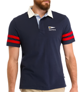 Nautica Mens Classic Fit Striped Rugby Short Sleeve Polo Shirt