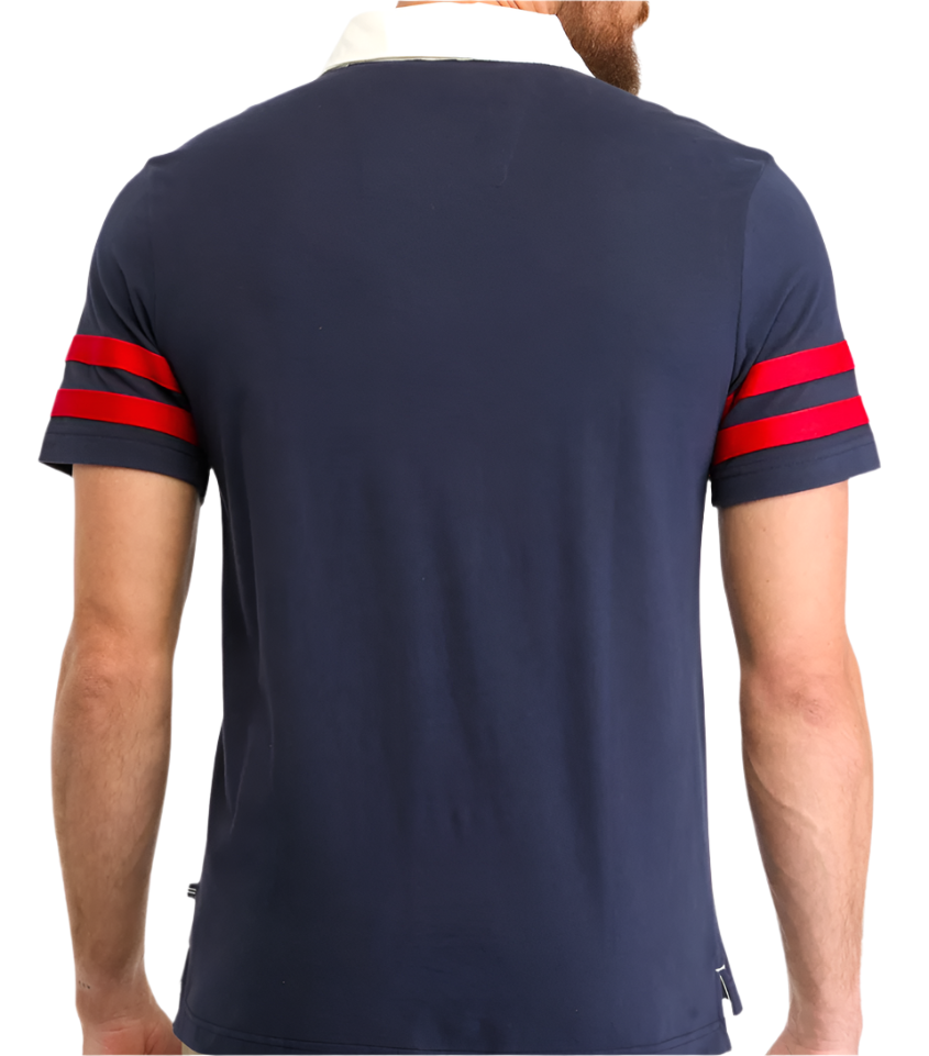 Nautica Mens Classic Fit Striped Rugby Short Sleeve Polo Shirt