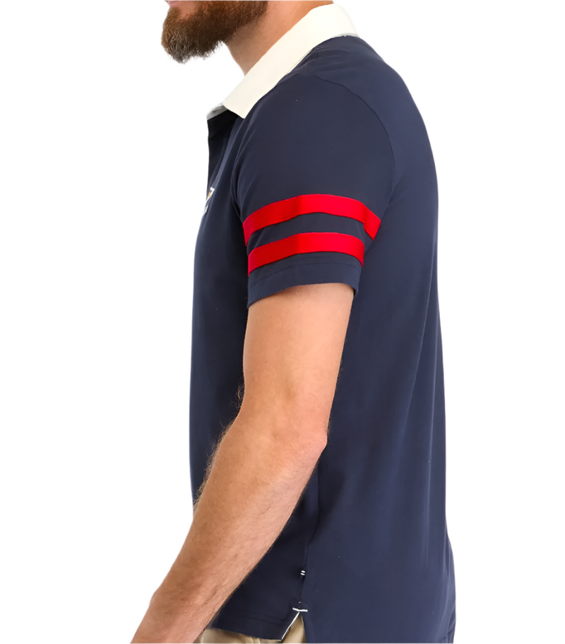 Nautica Mens Classic Fit Striped Rugby Short Sleeve Polo Shirt