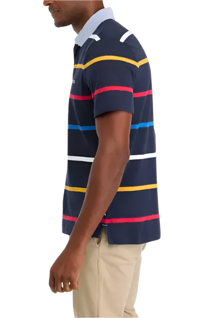 Nautica Mens Classic Fit Striped Rugby Short Sleeve Polo Shirt