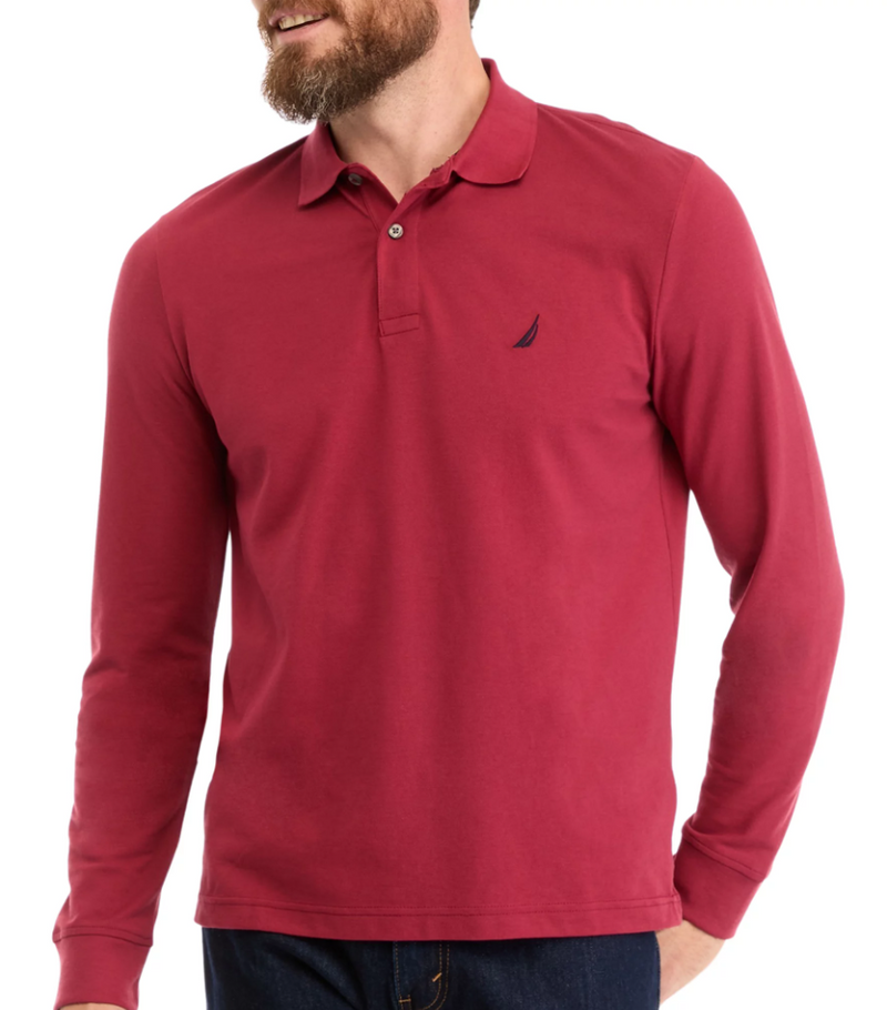 Nautica Mens Classic Fit Long Sleeve Deck Polo Shirt