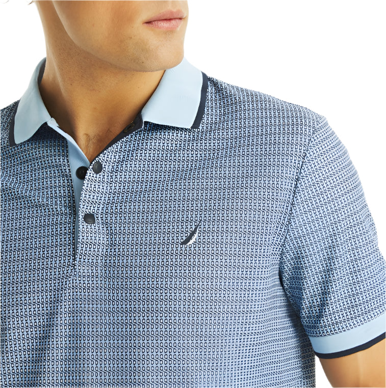 Nautica Mens Golf Geo Print Short Sleeve Polo Shirt