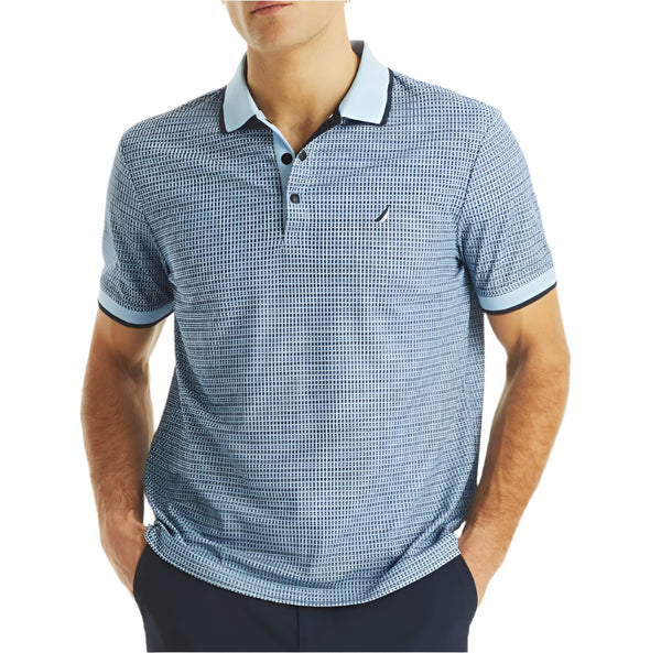 Nautica Mens Golf Geo Print Short Sleeve Polo Shirt