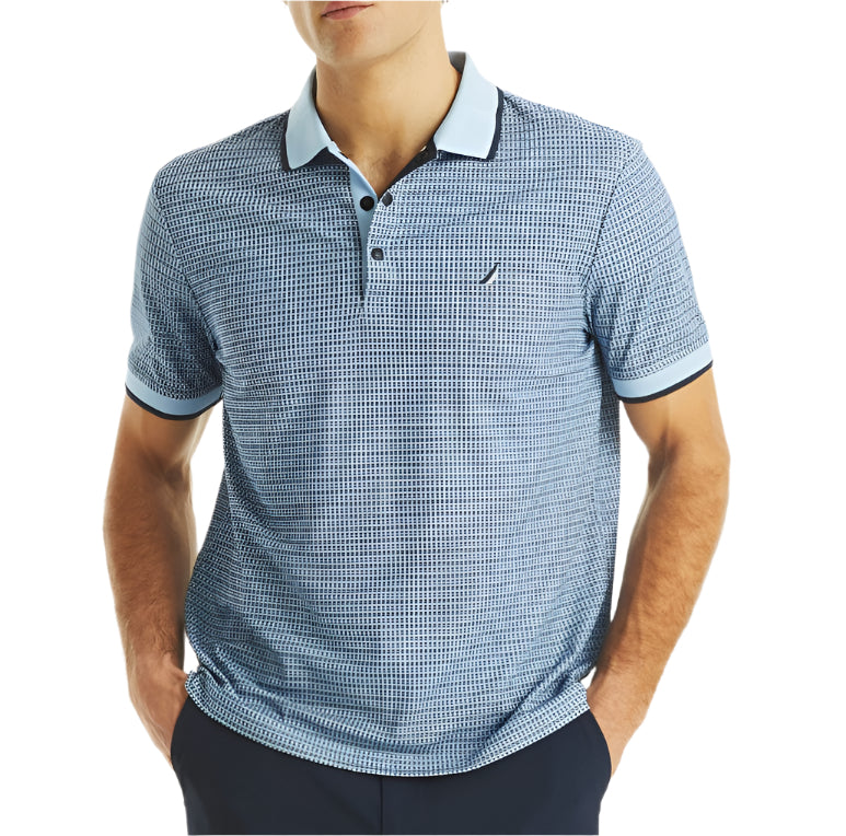 Nautica Mens Golf Geo Print Short Sleeve Polo Shirt