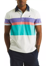 Nautica Mens Striped Short Sleeve Polo Shirt