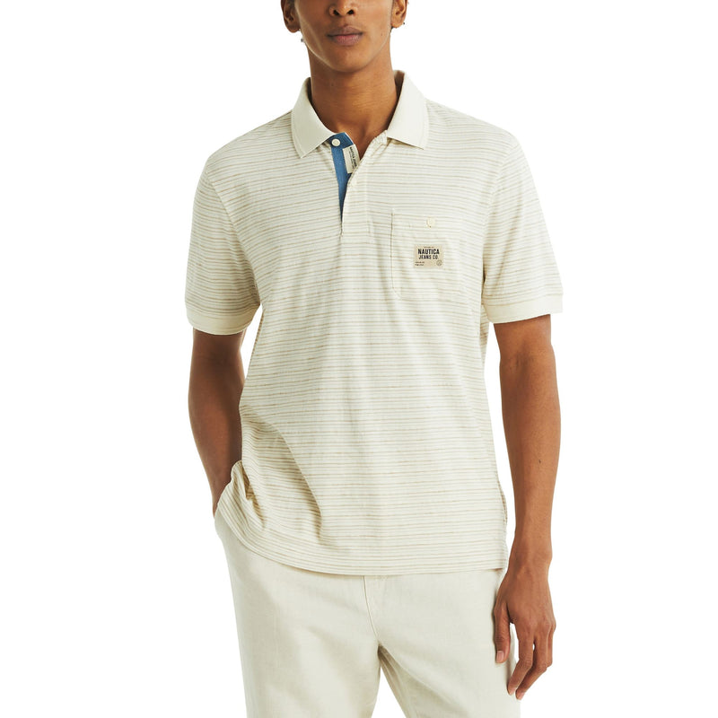 Nautica Mens Stripe Short Sleeve Polo