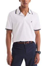 Nautica Mens Textured Interlock Johnny Collar Golf Short Sleeve Polo Shirt