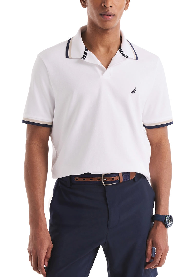 Nautica Mens Textured Interlock Johnny Collar Golf Short Sleeve Polo Shirt