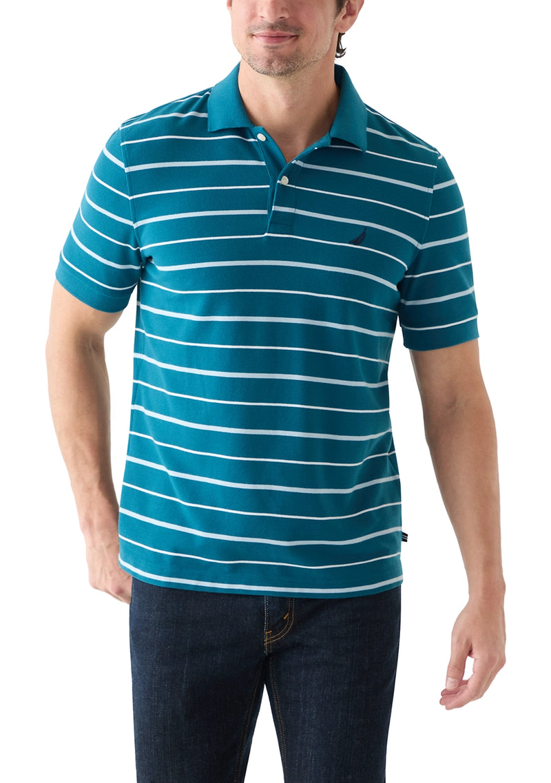 Nautica Mens Striped Deck Short Sleeve Polo Shirt