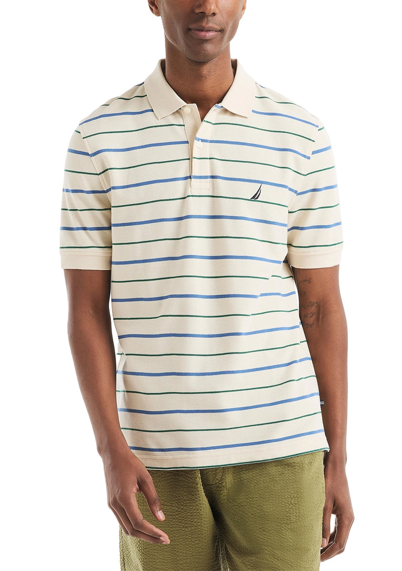 Nautica Mens Striped Deck Short Sleeve Polo Shirt