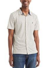 Nautica Mens Geo Printed Button Front Short Sleeve Shirt