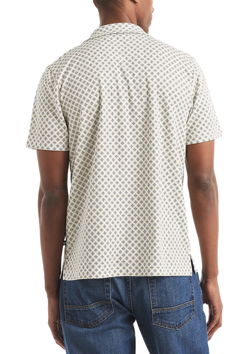 Nautica Mens Geo Printed Button Front Short Sleeve Shirt