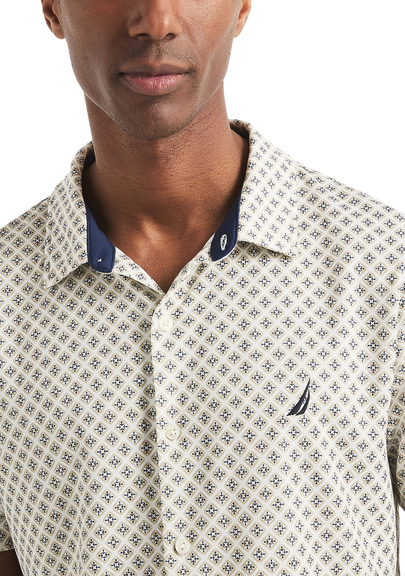 Nautica Mens Geo Printed Button Front Short Sleeve Shirt