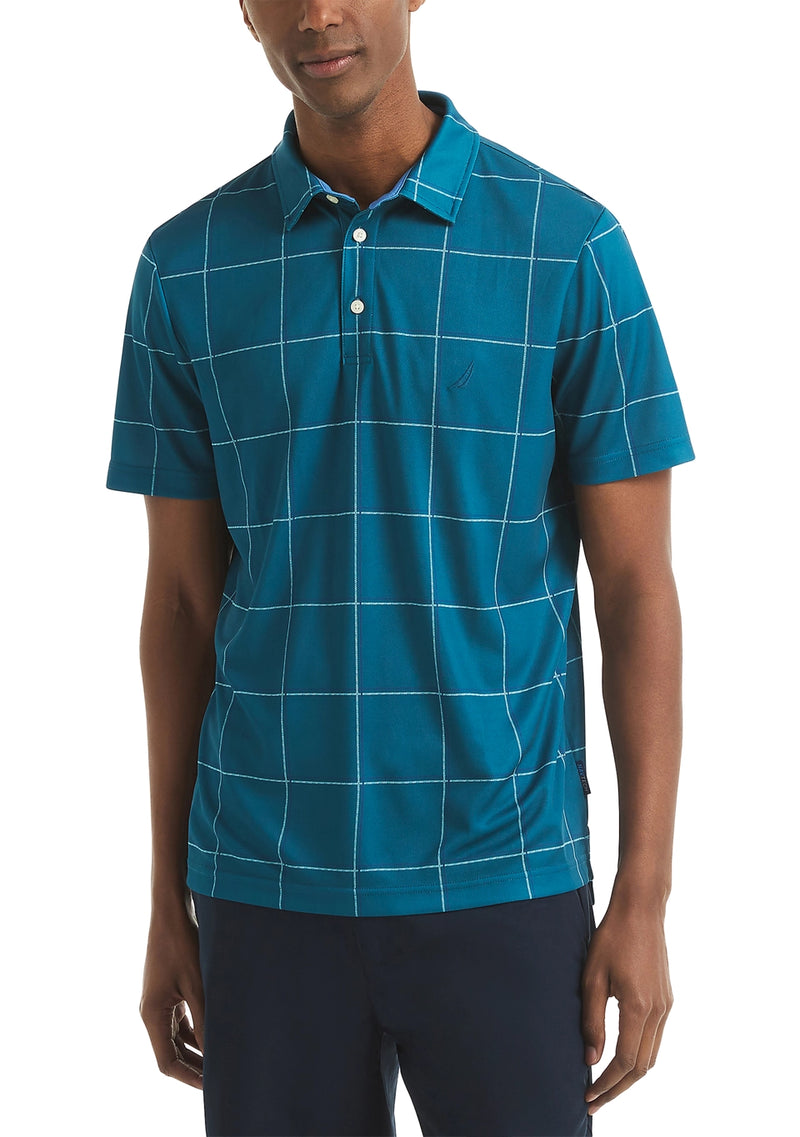 Nautica Mens Windowpane Short Sleeve Polo Shirt