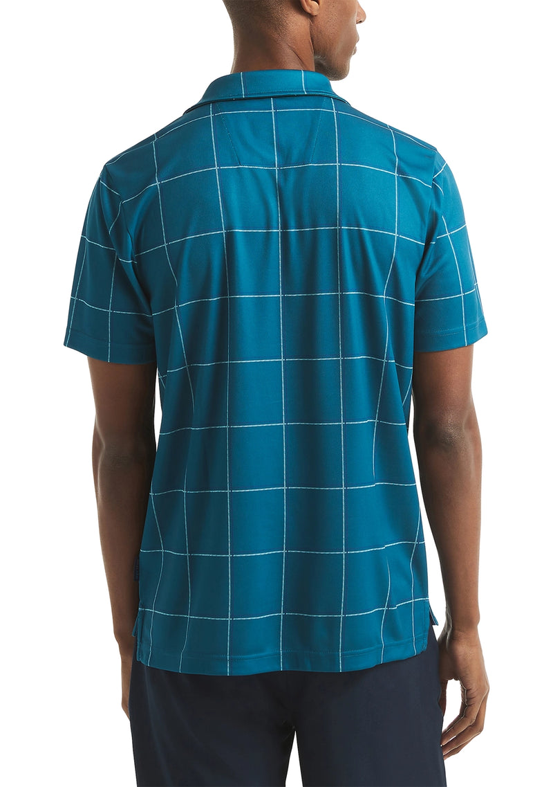 Nautica Mens Windowpane Short Sleeve Polo Shirt