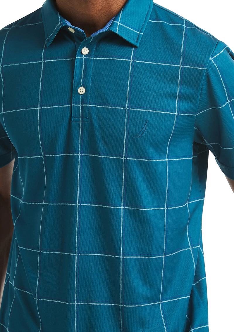 Nautica Mens Windowpane Short Sleeve Polo Shirt
