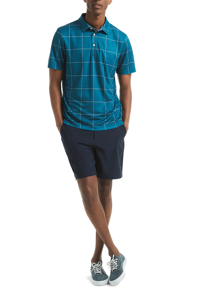 Nautica Mens Windowpane Short Sleeve Polo Shirt