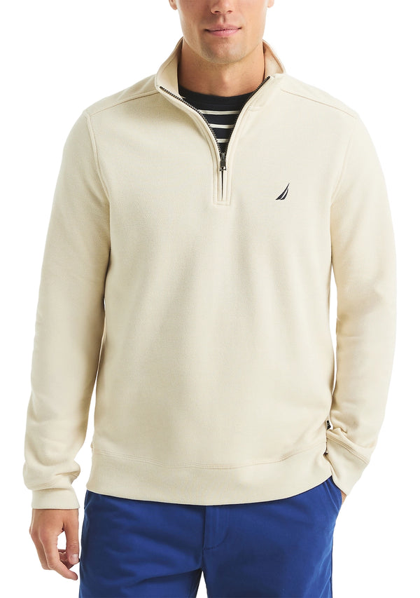 Nautica Mens Pique Fleece 1/4 Zip Sweatshirt