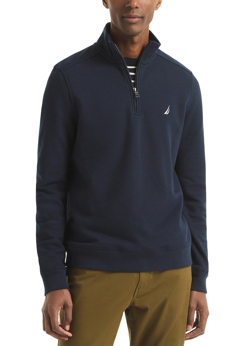 Nautica Mens Pique Fleece 1/4 Zip Sweatshirt