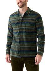 Nautica Mens Printed Micro Polar Fleece Striped Long Sleeve Shirt